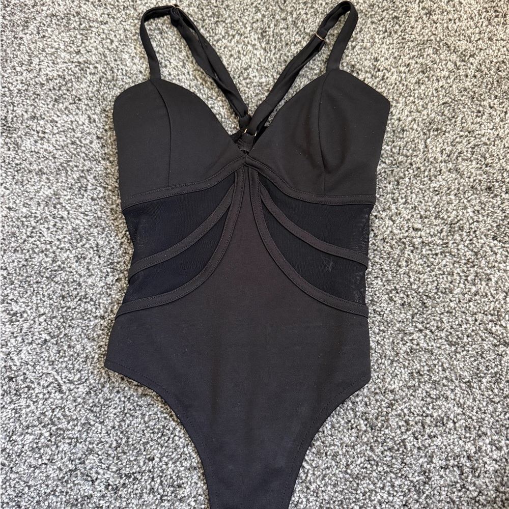 Sheer Back Black Bodysuit